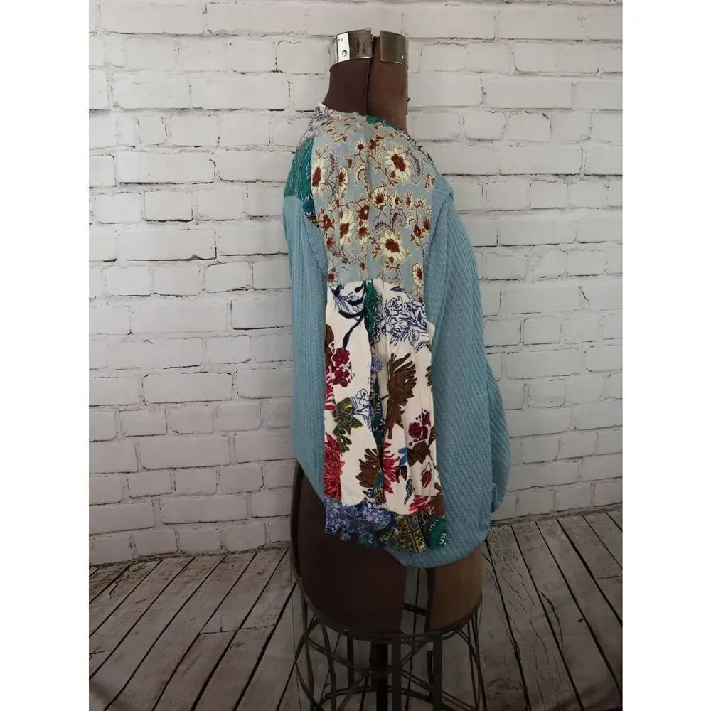 Umgee Boho Faux Wrap Blouse Flutter Sleeves